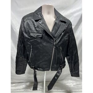 Divided H&M Faux Leather Black Girls Jacket‎ Size 14